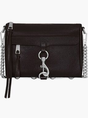 Rebecca Minkoff Dark Brown Leather Mini MAC Crossbody with Silver Hardware